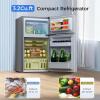imageKismile Mini Fridge with Freezer32 CuFt Compact Mini Refrigerator with Double 2 DoorAdjustable TemperatureFull Size for HomeKitchenDormApartmentRetro GreyGrey