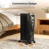 imageKismile Portable Electric Radiator Heater Oil Filled with 3 Heat Settings Adjustable Thermostat Overheat ampamp TipOver Protection For Indoor Use 1500W BlackBlack