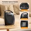 imageKismile Small Electric Space Heater Ceramic Space HeaterPortable Heater Fan for Office with Adjustable Thermostat and Overheat Protection ETL Listed for Kitchen 750W1500WBlackLuxury BlackBuiltin Handle