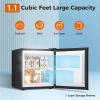 imageKismile Small Freezer Upright 30 Cuft Mini Freezer with Adjustable Thermostat Removable Shelves Reversible Single Door Stand Up Freezer for BedroomHomeDormsApartment Stainless SteelBlack