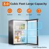 imageKismile Small Freezer Upright 30 Cuft Mini Freezer with Adjustable Thermostat Removable Shelves Reversible Single Door Stand Up Freezer for BedroomHomeDormsApartment Stainless SteelBlack