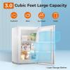 imageKismile Small Freezer Upright 30 Cuft Mini Freezer with Adjustable Thermostat Removable Shelves Reversible Single Door Stand Up Freezer for BedroomHomeDormsApartment Stainless SteelWhite