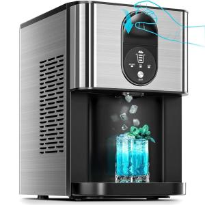 imageKismile Countertop Nugget Ice Maker 20DN 50LBSDay Output SelfCleaning Soft Chewable PebblePellet Ice with OneClick Operation for HomeSilver