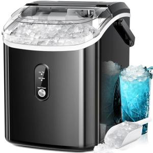 imageKismile Nugget Ice Makers Countertop Portable Sonic Ice Machine with SelfCleaningOneClick Operation for HomeOfficeSilverBlack