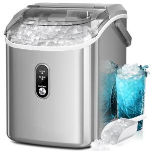 imageKismile Nugget Ice Makers Countertop Portable Sonic Ice Machine with SelfCleaningOneClick Operation for HomeOfficeSilverGrey