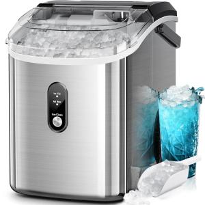 imageKismile Nugget Ice Makers Countertop Portable Sonic Ice Machine with SelfCleaningOneClick Operation for HomeOfficeSilverSilver