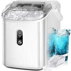 imageKismile Nugget Ice Makers Countertop Portable Sonic Ice Machine with SelfCleaningOneClick Operation for HomeOfficeSilverWhite
