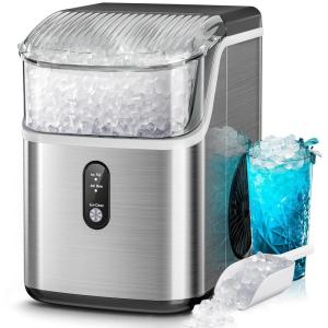 imageKismile Nugget Ice Makers CountertopPortable Ice Machine with Crushed Ice 35lbsDaySelfCleaningOneClick Operation for Home UseSilverSilver