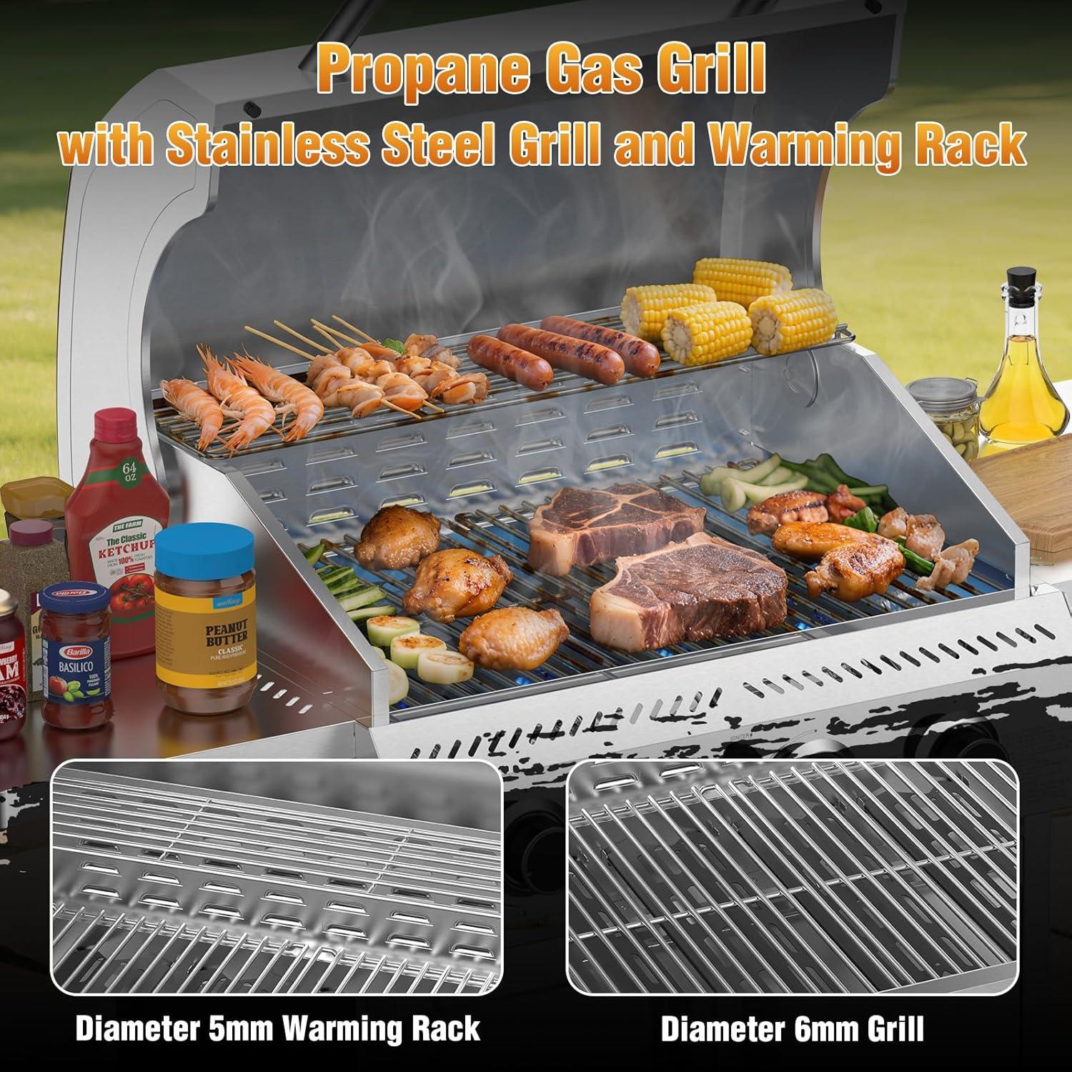 image2 Burner BBQ Propane Gas Grill 16000 BTU Stainless Steel Compact Gas Barbecue Grill with Foldable Shelves Small Propane Grills Outdoor Cooking for Patios Backyard Camping 255 SQIN Cook Area4 Burner