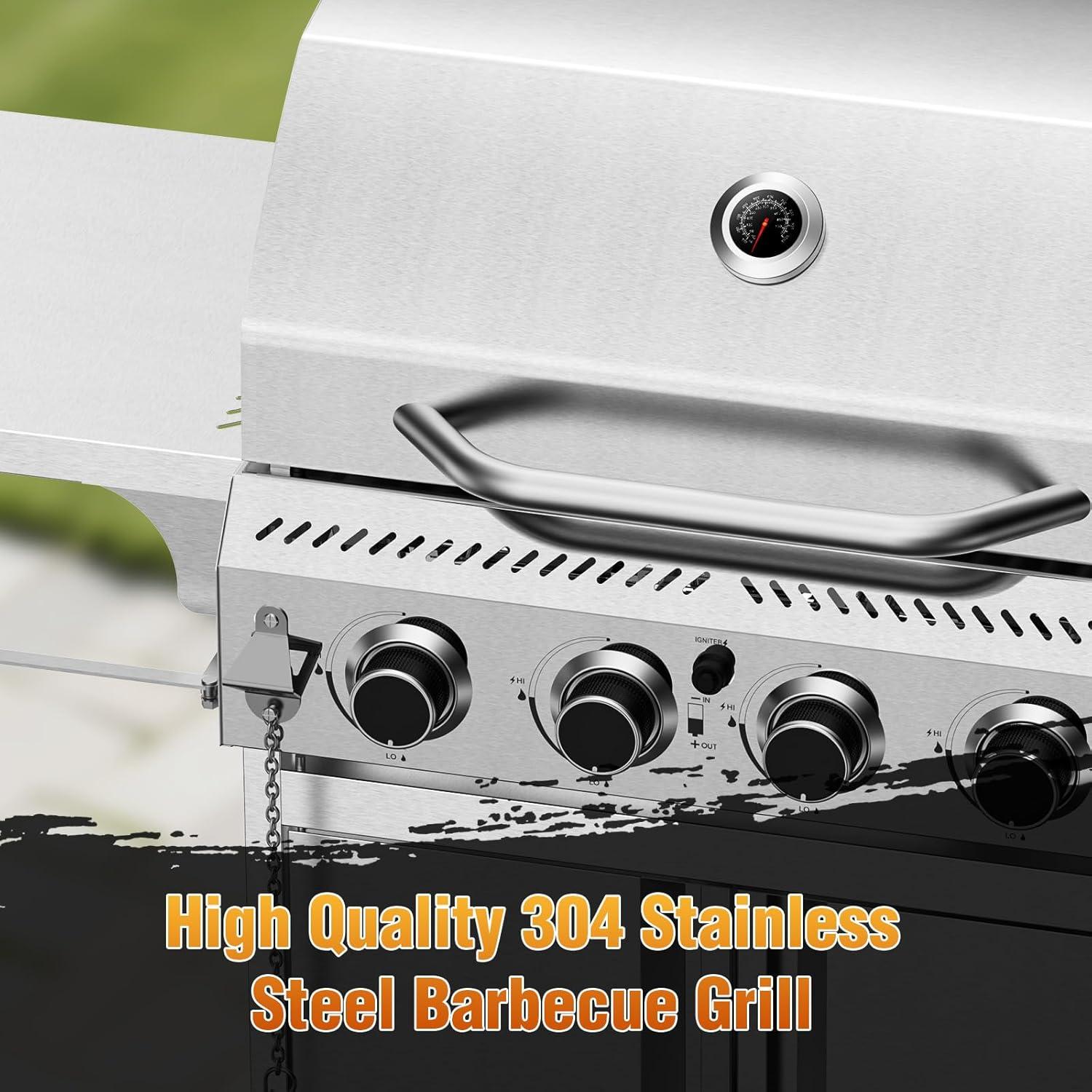 image2 Burner BBQ Propane Gas Grill 16000 BTU Stainless Steel Compact Gas Barbecue Grill with Foldable Shelves Small Propane Grills Outdoor Cooking for Patios Backyard Camping 255 SQIN Cook Area4 Burner