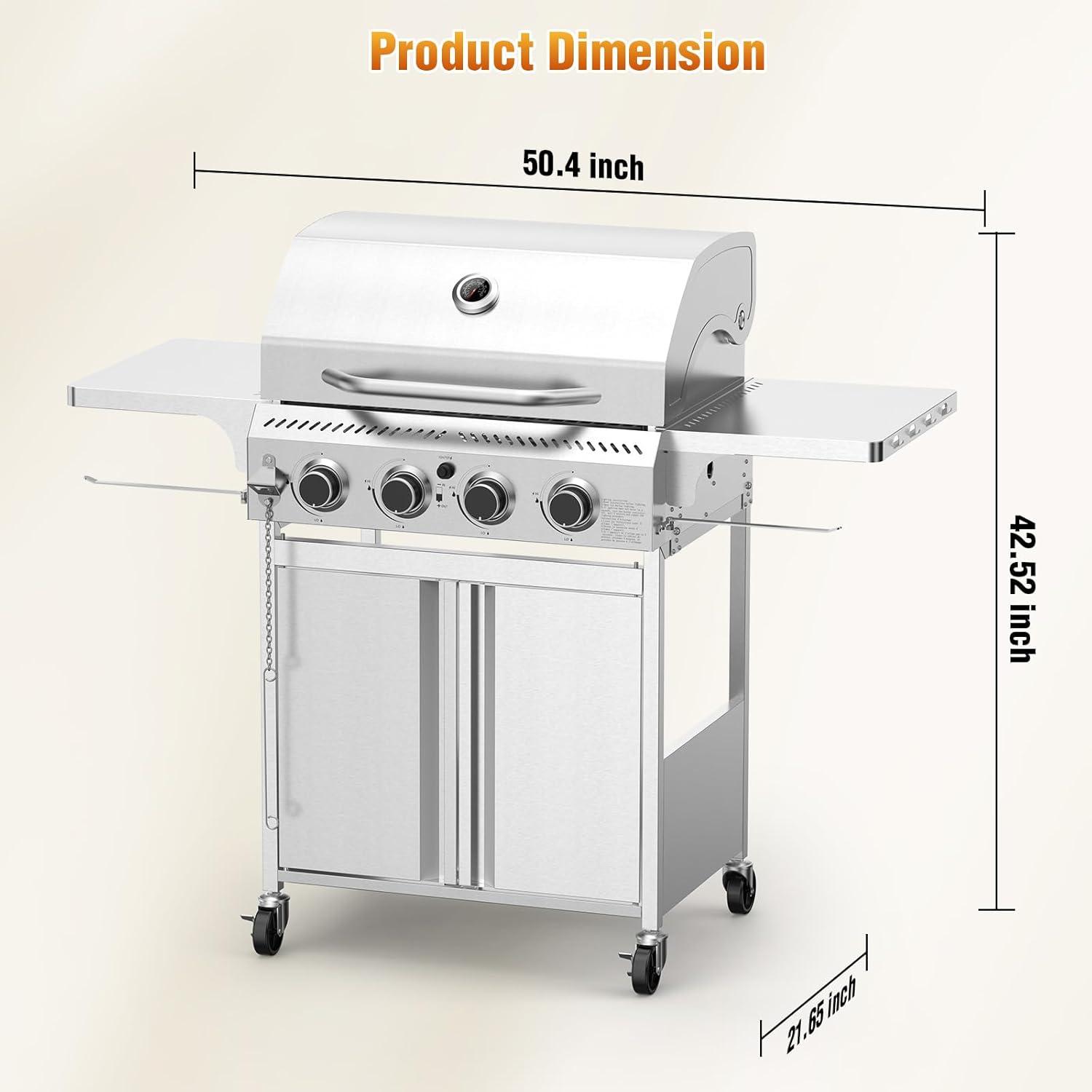 image2 Burner BBQ Propane Gas Grill 16000 BTU Stainless Steel Compact Gas Barbecue Grill with Foldable Shelves Small Propane Grills Outdoor Cooking for Patios Backyard Camping 255 SQIN Cook Area4 Burner