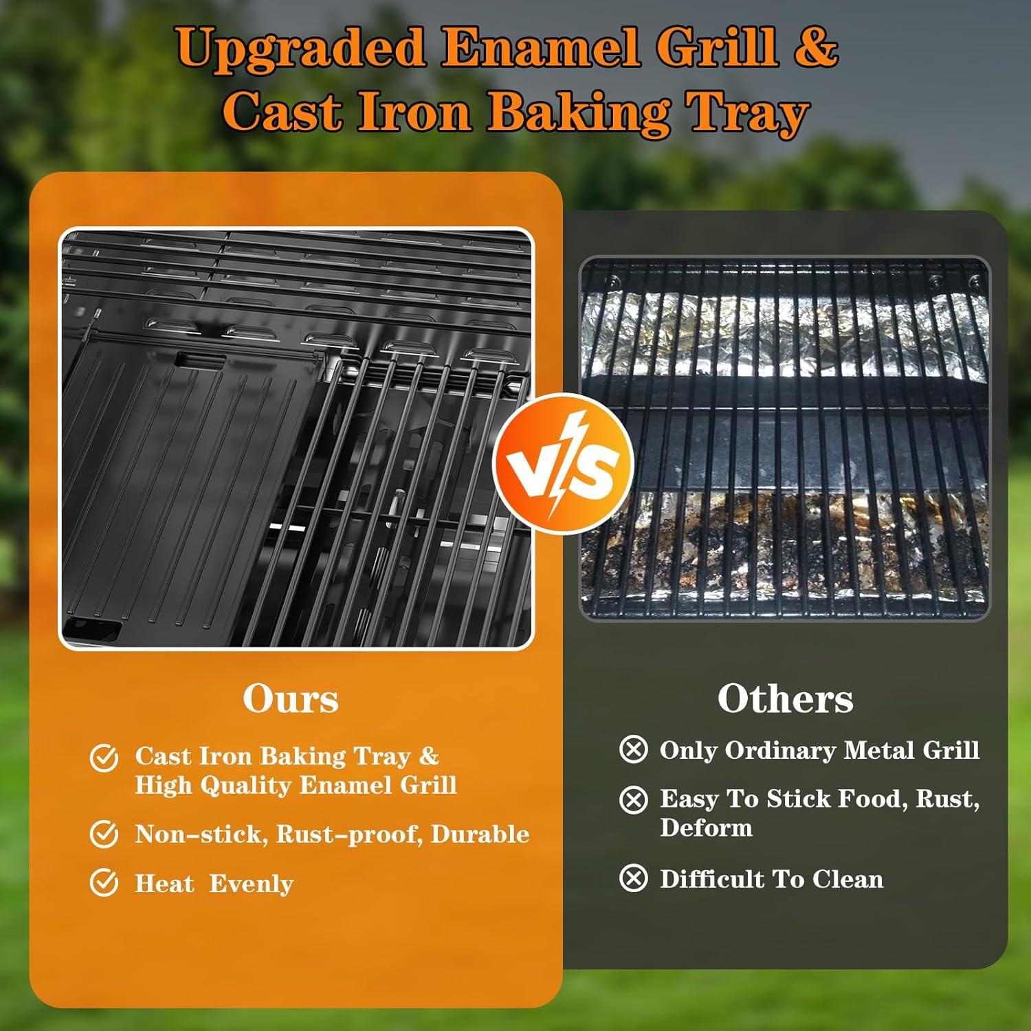 image2 Burner BBQ Propane Gas Grill 16000 BTU Stainless Steel Compact Gas Barbecue Grill with Foldable Shelves Small Propane Grills Outdoor Cooking for Patios Backyard Camping 255 SQIN Cook Area3 Burner with Side Burner