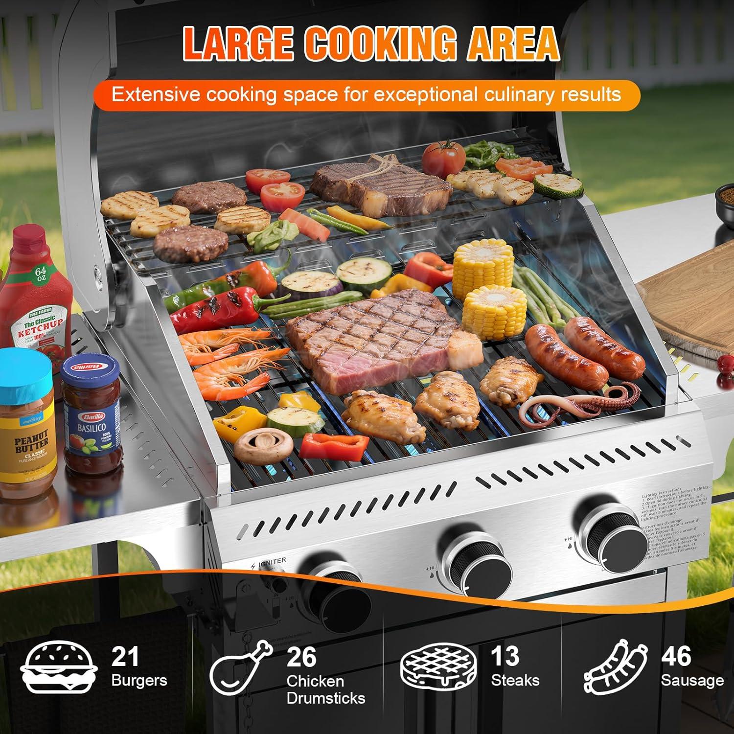 image2 Burner BBQ Propane Gas Grill 16000 BTU Stainless Steel Compact Gas Barbecue Grill with Foldable Shelves Small Propane Grills Outdoor Cooking for Patios Backyard Camping 255 SQIN Cook Area3 Burner