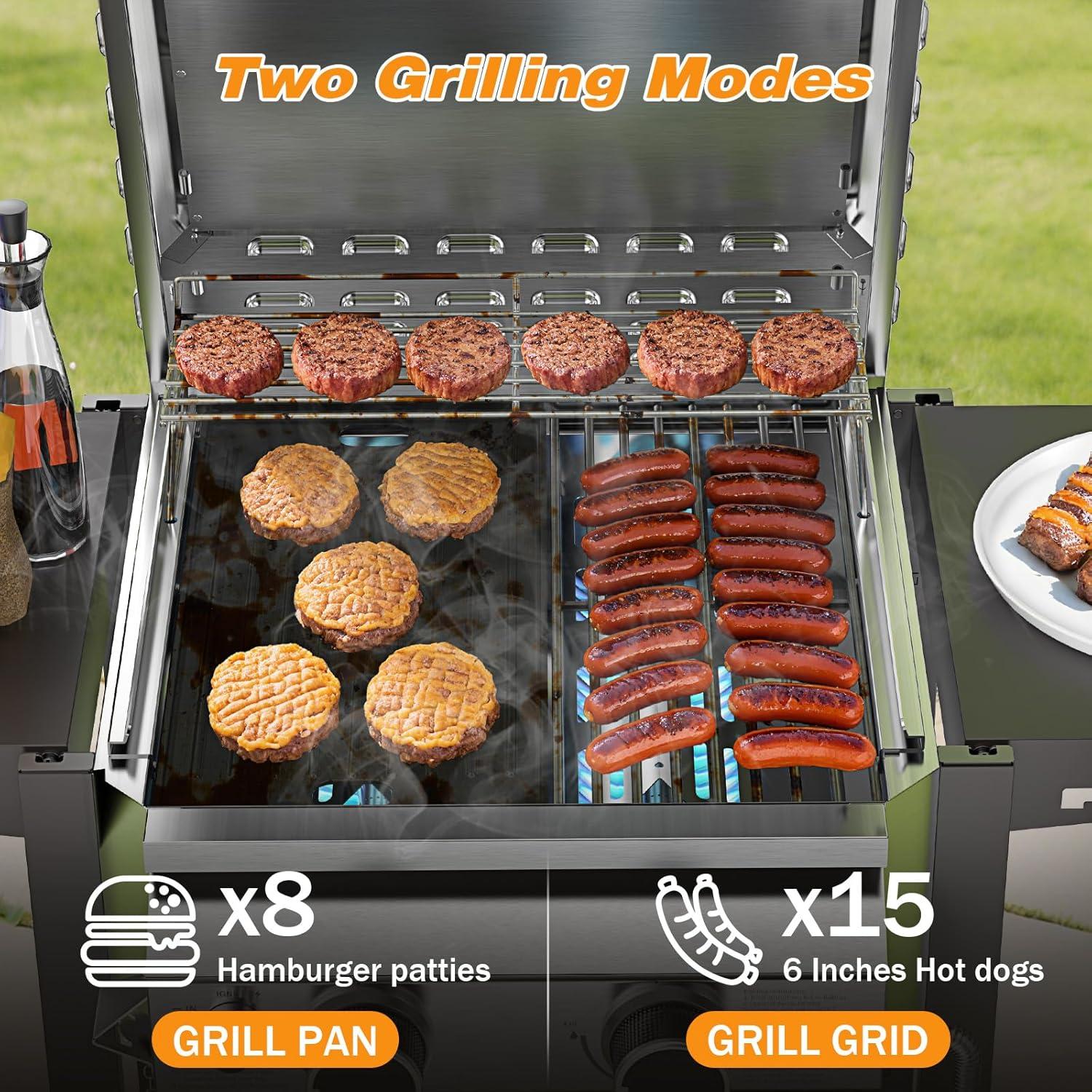 image2 Burner BBQ Propane Gas Grill 16000 BTU Stainless Steel Compact Gas Barbecue Grill with Foldable Shelves Small Propane Grills Outdoor Cooking for Patios Backyard Camping 255 SQIN Cook Area2 Burner
