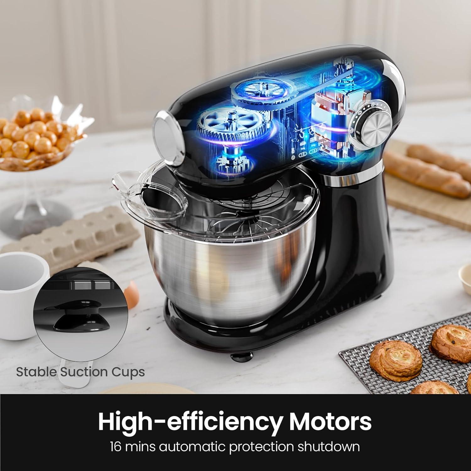 imageKismile Stand Mixer 55Quart Electric Mixer with 12 Speeds TiltHead Design ampamp Stainless Steel Bowl  Includes Dough Hook Whisk Beater  Powerful Baking Mixer for Cakes Bread Dough Deep BlackBlack