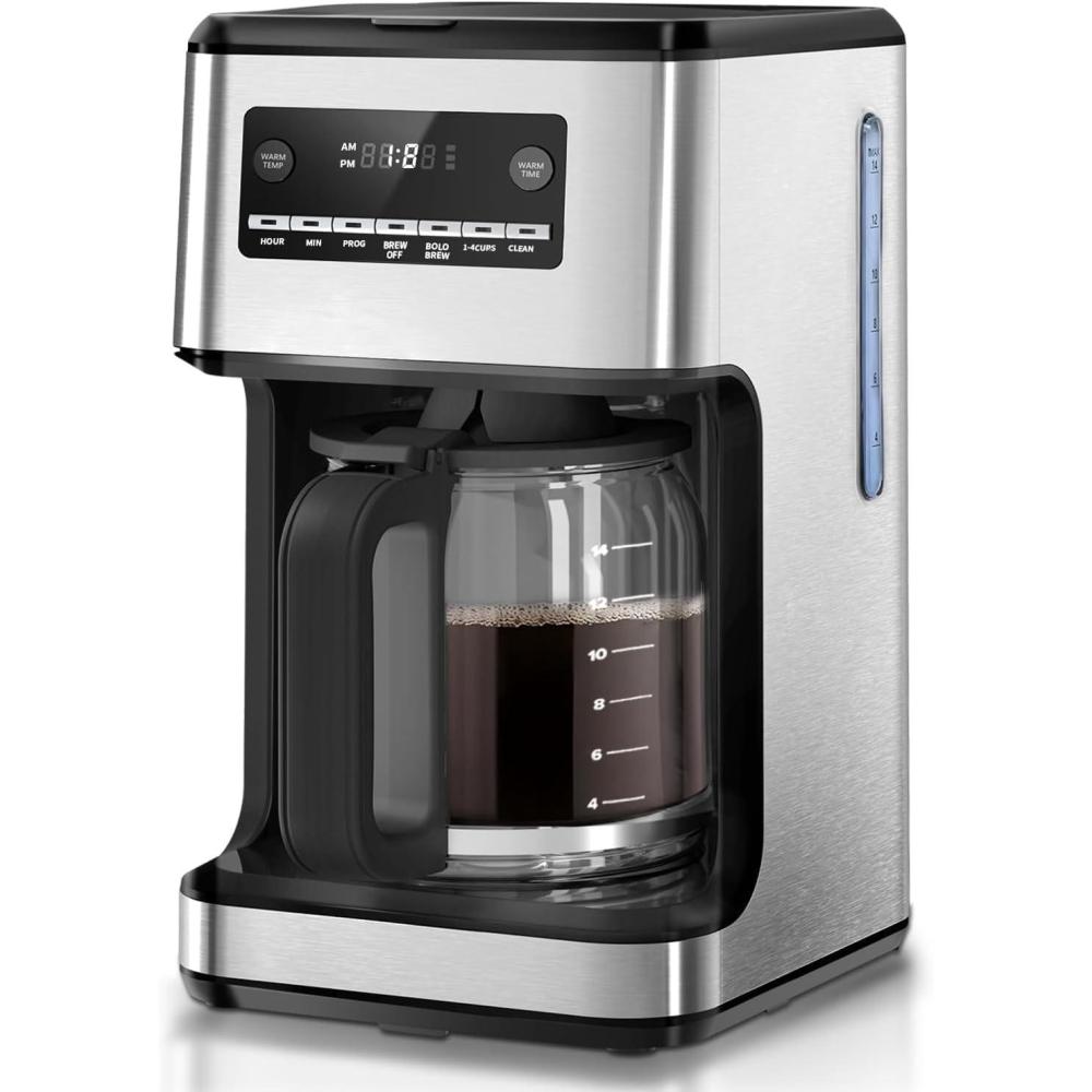 imageKismile Coffee Maker 14Cup Programmable Drip Coffee Makers Machines with Timer Reusable Filter ampamp Keep Hot Plate Auto Pause SelfCleaning Stainless Steel