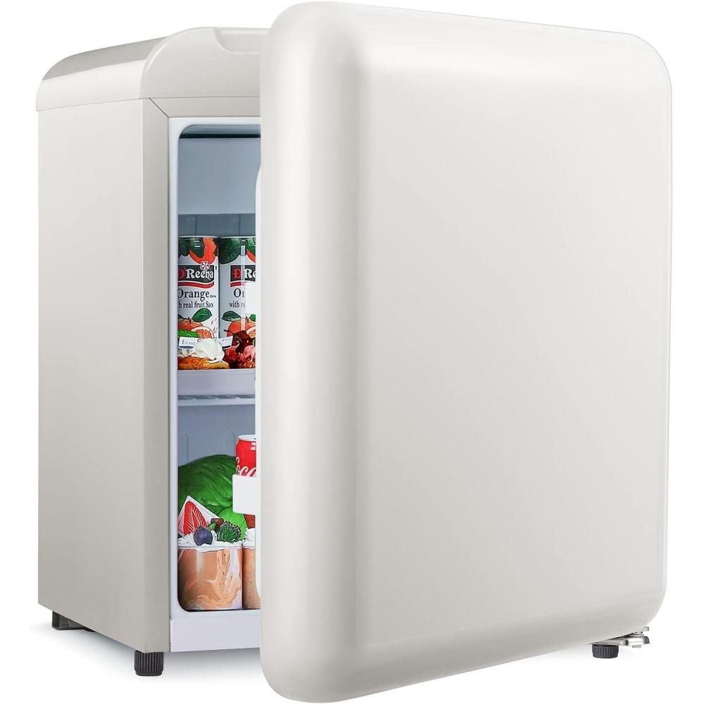imageKismile Retro Mini Fridge with Rated 17 cu ft Small Refrigerator with Adjustable Removable Glass Shelves Mechanical Control Compact Freezer for Office Dorm Bedroom White