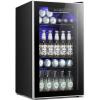 imageKismile 24 inch Wine and Beverage Refrigerator 20 Bottle and 88 Cans Dual Zone Wine Cooler with Glass Door Builtin or Freestanding WineBeerBeverage Fridge with Blue LED LightBlack