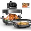 imageKismile 5in1 Portable Glass Air Fryer 26QT ampamp 47QT Dual Glass Containers with Lids 85 Less Oil Compact Smart Air Fryer Oven for Deep Roast Crisp Keep Warm  Freezer ampamp Dishwasher SafeDeep Grey