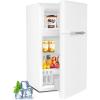 imageKismile Mini Fridge with Freezer32 CuFt Compact Mini Refrigerator with Double 2 DoorAdjustable TemperatureFull Size for HomeKitchenDormApartmentRetro GreyWhite