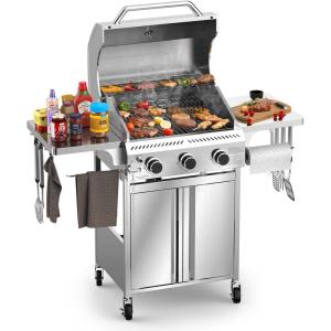 image2 Burner BBQ Propane Gas Grill 16000 BTU Stainless Steel Compact Gas Barbecue Grill with Foldable Shelves Small Propane Grills Outdoor Cooking for Patios Backyard Camping 255 SQIN Cook Area3 Burner