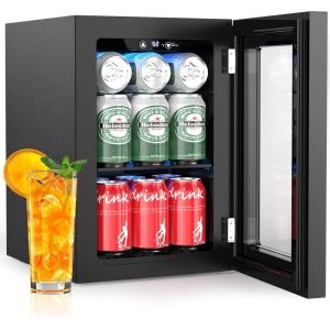 image2025 Upgrade 18L Beverage Refrigerator Wine Cooler 24 Cans Mini Fridge 06CuFt Countertop Drink Cooler Small Fridge with Adjustable Electronic Temperature Control LED Lgiht for Home Dorm Office24 Cans