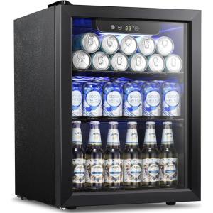 imageKismile 24 inch Wine and Beverage Refrigerator 20 Bottle and 88 Cans Dual Zone Wine Cooler with Glass Door Builtin or Freestanding WineBeerBeverage Fridge with Blue LED LightTransparent
