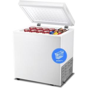 imageKismile 35 Cubic Feet Chest Freezer with 2 Removable Baskets Free Standing Top Open Door Compact Deep Freezer with Adjustable Temperature for HomeKitchenOfficeBar 35 Cubic Feet BlackWhite