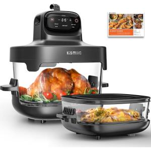 imageKismile 5in1 Portable Glass Air Fryer 26QT ampamp 47QT Dual Glass Containers with Lids 85 Less Oil Compact Smart Air Fryer Oven for Deep Roast Crisp Keep Warm  Freezer ampamp Dishwasher SafeGrey