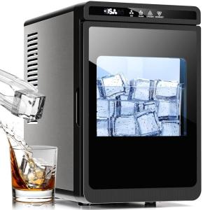 imageKismile Clear Ice Cube Makers3 Cubes in 20 Mins26Lbs24HPortable Ice Makers Countertop with Large Cubic Ice SelfCleaning 24H Timer for Cocktails Whiskey ampamp BourbonBlackBlack