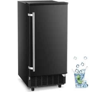 imageKismile Commercial Builtin Ice Maker Machine80LbsDayReversible DoorUndercounter Ice Cube Maker with 24H TimerSelfCleaning Function for HomeOfficeBlack80Lbs24H