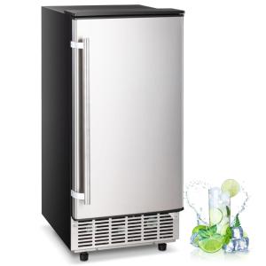 imageKismile Commercial Builtin Ice Maker Machine80LbsDayUnder Counter Ice Cube Maker with Drain Pump ampamp 24H TimerReversible DoorBuiltin Freestanding Ice Maker for Home ampamp OfficeSilver