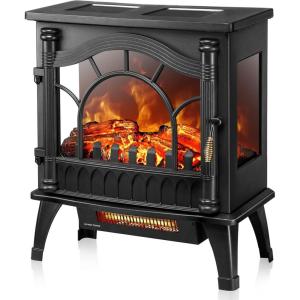 imageKismile Electric Fireplace Stove1500W Infrared Fireplace Heater with 3D Realistic FlameOverheating Protection22inch Portable Freestanding Electric Fireplace for Indoor Use