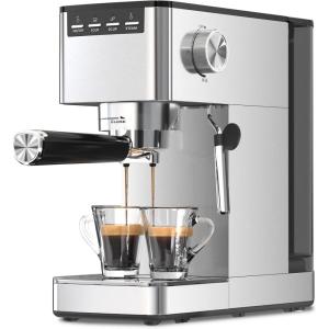 imageKismile Espresso Machine 20 Bar Espresso Maker with Milk Frother Steam Wand Compact Cappuccino ampamp Latte Machine with 40oz Removable Water Tank for Home Stainless Steel
