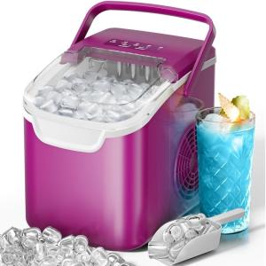 imageKismile Ice Makers Countertop with Carry Handle8 Cubes in 6 Mins26LbsDay2 Size of Bullet IcePortable Ice Maker Machine with SelfCleaning for HomeOfficeBlackPurple