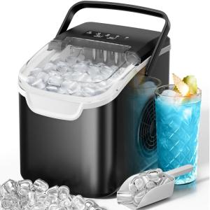 imageKismile Ice Makers Countertop with Carry Handle8 Cubes in 6 Mins26LbsDay2 Size of Bullet IcePortable Ice Maker Machine with SelfCleaning for HomeOfficeBlackBlack