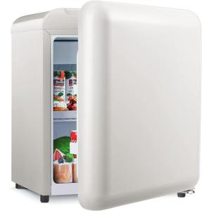 imageKismile Retro Mini Fridge with Rated 17 cu ft Small Refrigerator with Adjustable Removable Glass Shelves Mechanical Control Compact Freezer for Office Dorm Bedroom White