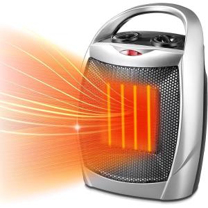 imageKismile Space Heater Portable Electric Heaters with Thermostat 1500W750W PTC Ceramic Heater Fan Small Heater for Bedroom Office and Indoor UseSilverBuiltin Handle