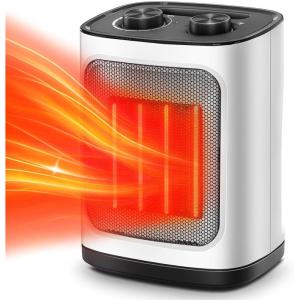 imageKismile Space Heater Portable Electric Heaters with Thermostat 1500W750W PTC Ceramic Heater Fan Small Heater for Bedroom Office and Indoor UseWhiteCarrying Handle