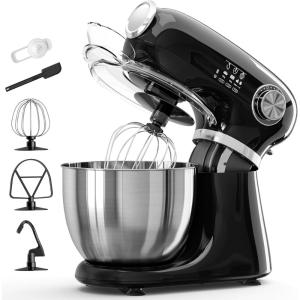 imageKismile Stand Mixer 55Quart Electric Mixer with 12 Speeds TiltHead Design ampamp Stainless Steel Bowl  Includes Dough Hook Whisk Beater  Powerful Baking Mixer for Cakes Bread Dough Deep BlackBlack