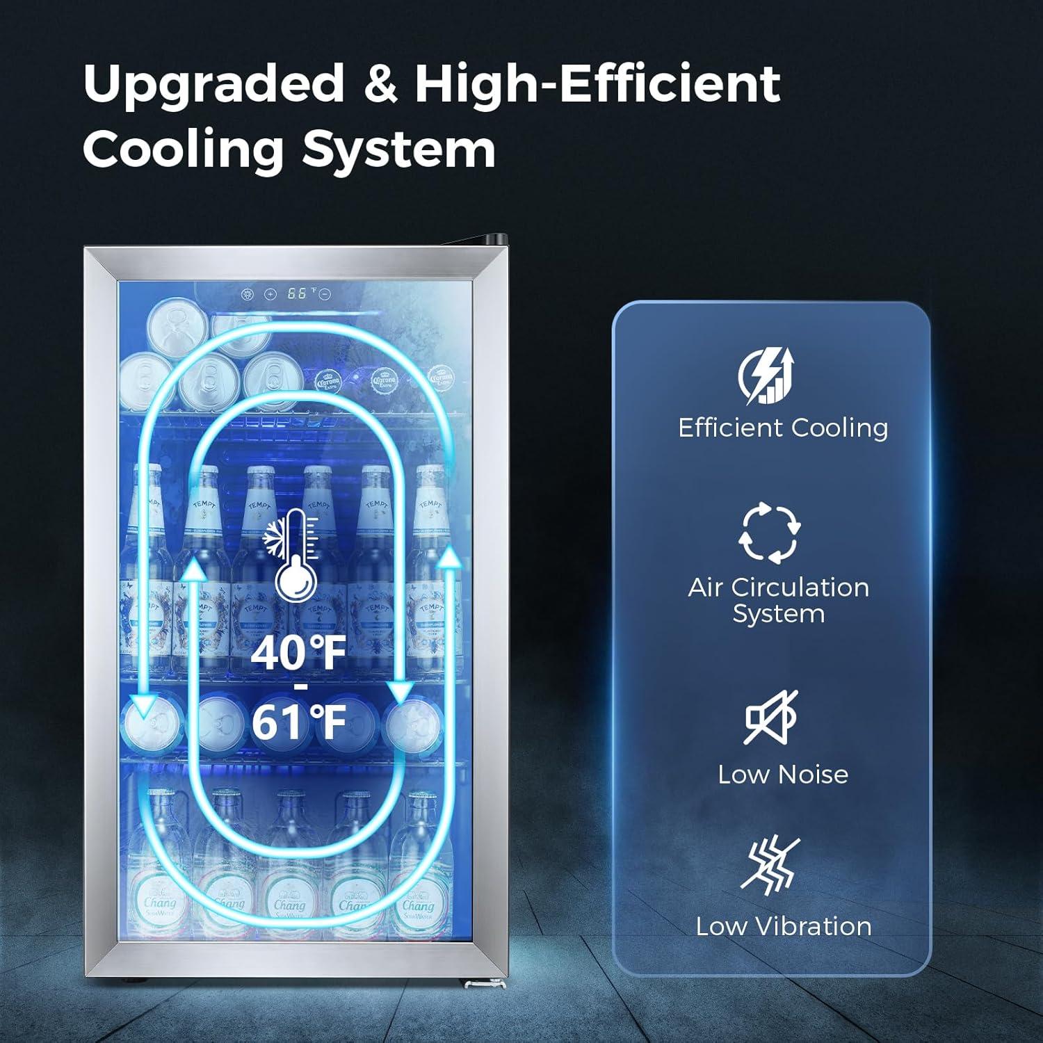 imageKismile 13 Cuft Beverage Refrigerator and Cooler12 Bottle 48 Can Mini Fridge Glass Door Digital Temperature Display for Soda Beer or Wine Small Drink Dispenser Cooler for Home Office BarSilver