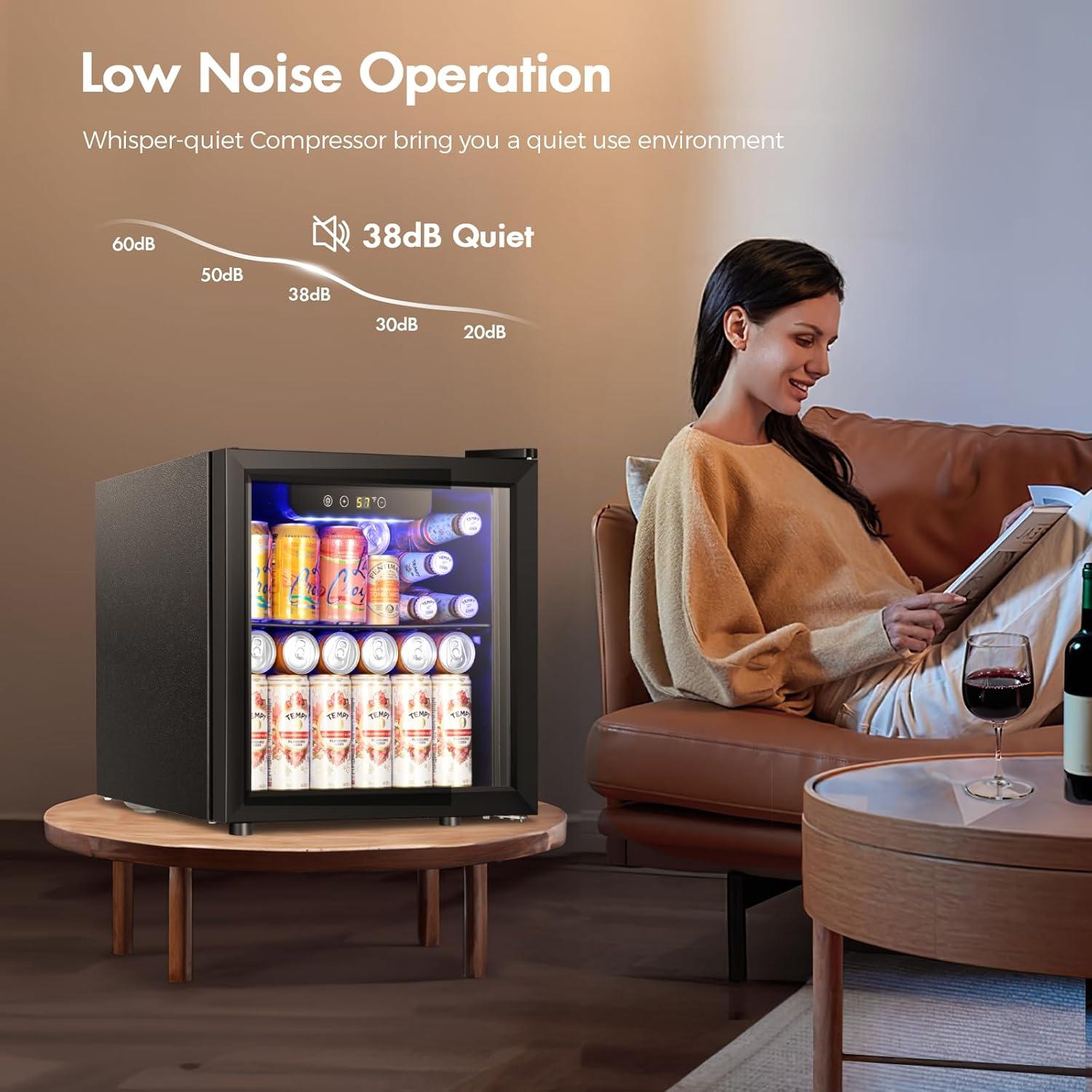 imageKismile 13 Cuft Beverage Refrigerator and Cooler12 Bottle 48 Can Mini Fridge Glass Door Digital Temperature Display for Soda Beer or Wine Small Drink Dispenser Cooler for Home Office BarTransparent