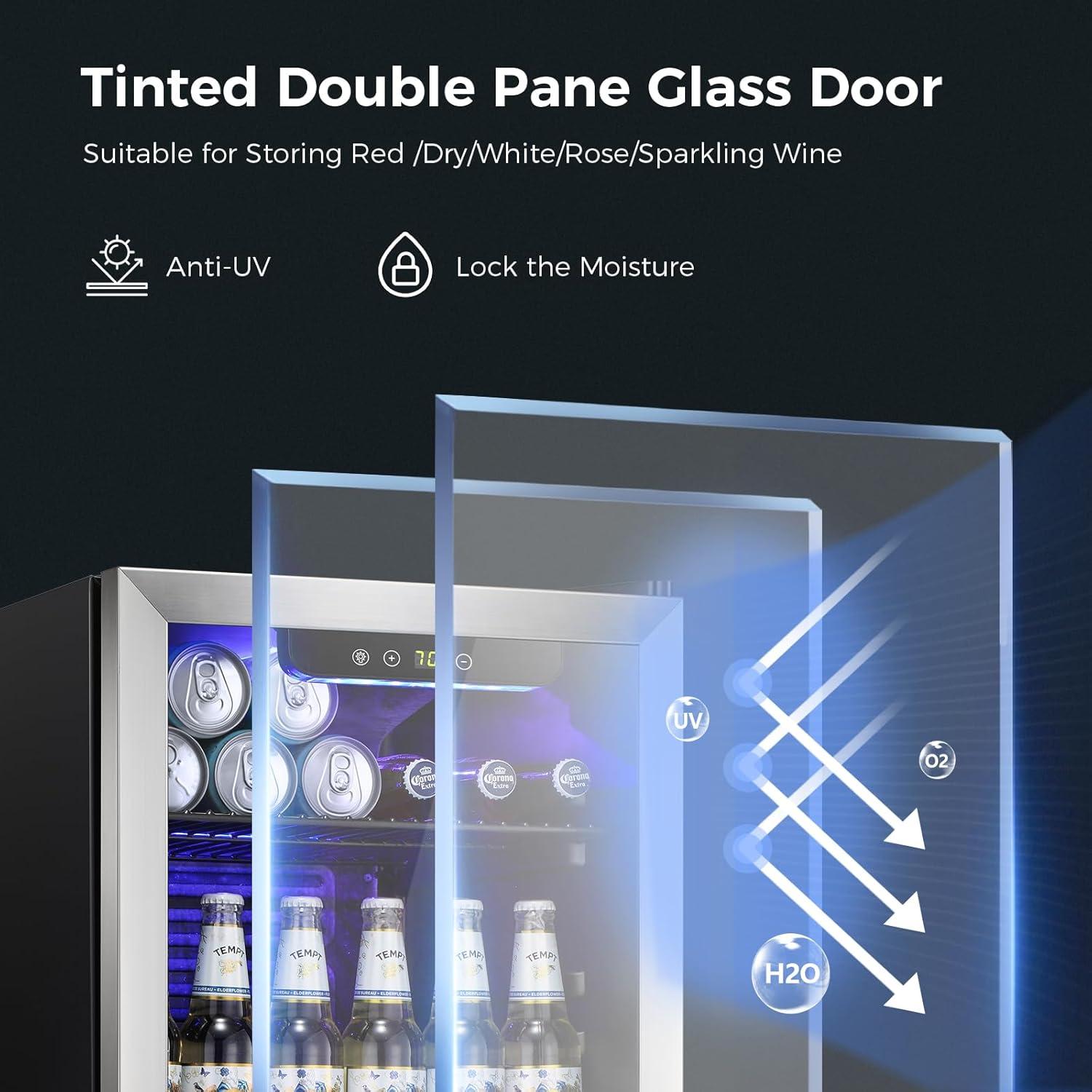 imageKismile 13 Cuft Beverage Refrigerator and Cooler12 Bottle 48 Can Mini Fridge Glass Door Digital Temperature Display for Soda Beer or Wine Small Drink Dispenser Cooler for Home Office BarSilver