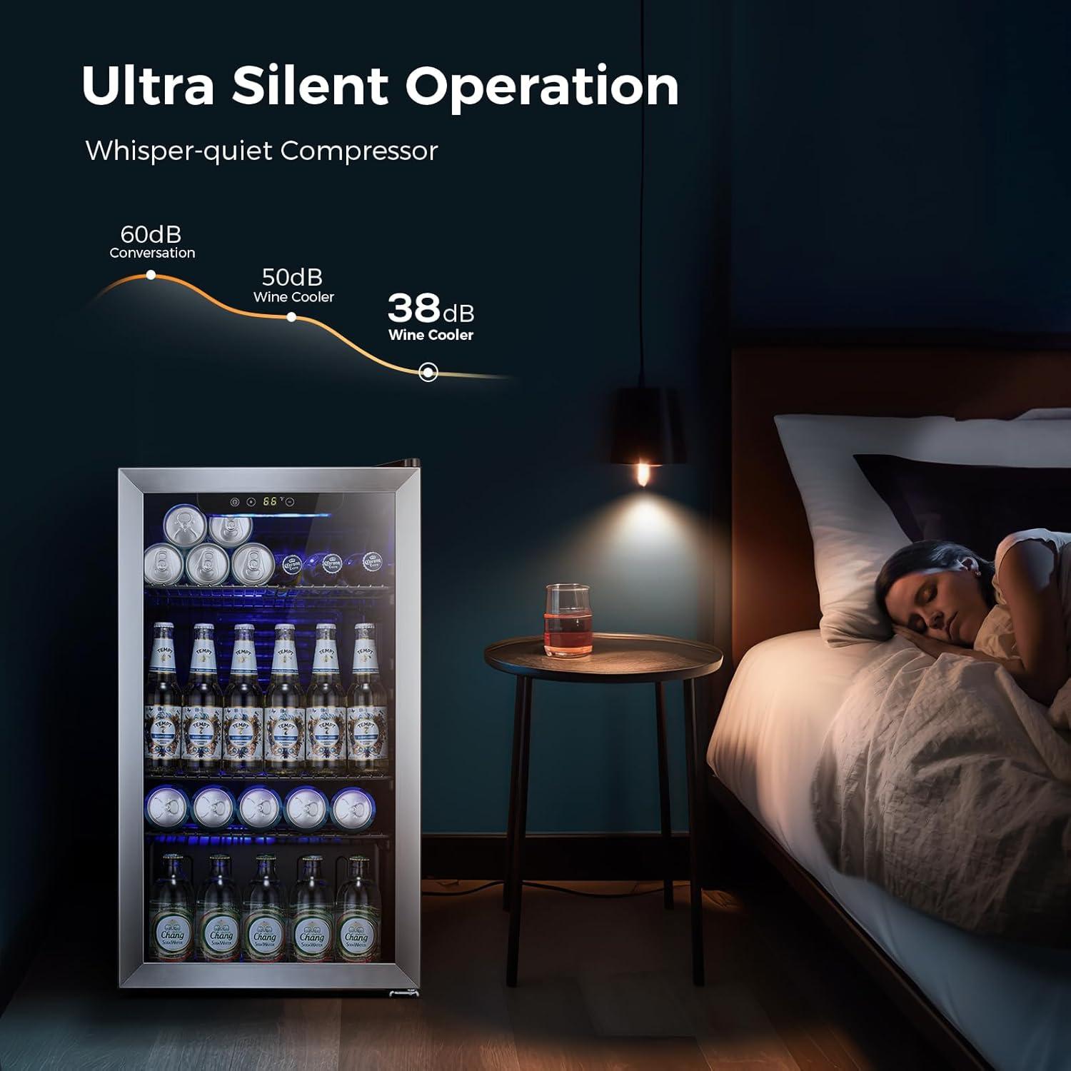 imageKismile 13 Cuft Beverage Refrigerator and Cooler12 Bottle 48 Can Mini Fridge Glass Door Digital Temperature Display for Soda Beer or Wine Small Drink Dispenser Cooler for Home Office BarSilver