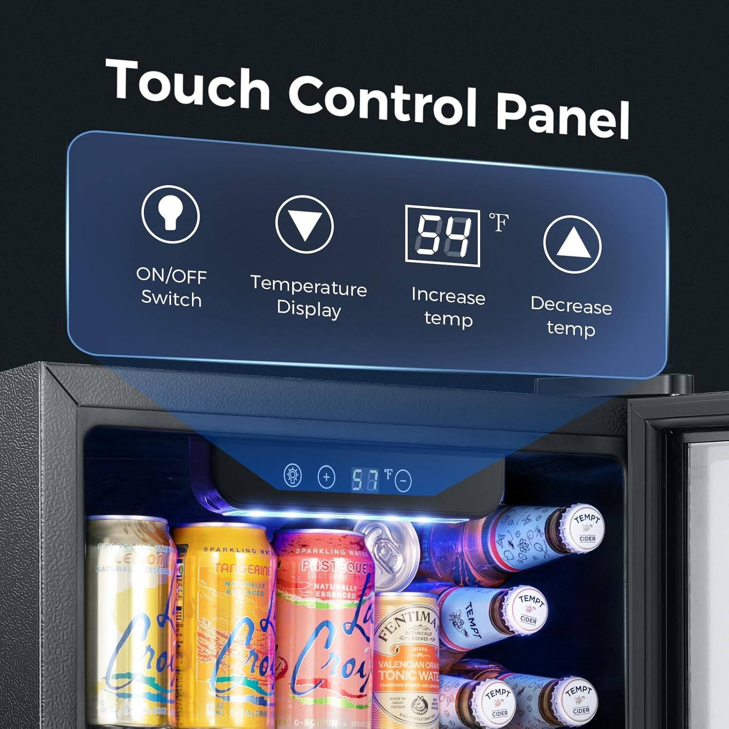 imageKismile 13 Cuft Beverage Refrigerator and Cooler12 Bottle 48 Can Mini Fridge Glass Door Digital Temperature Display for Soda Beer or Wine Small Drink Dispenser Cooler for Home Office BarTransparent