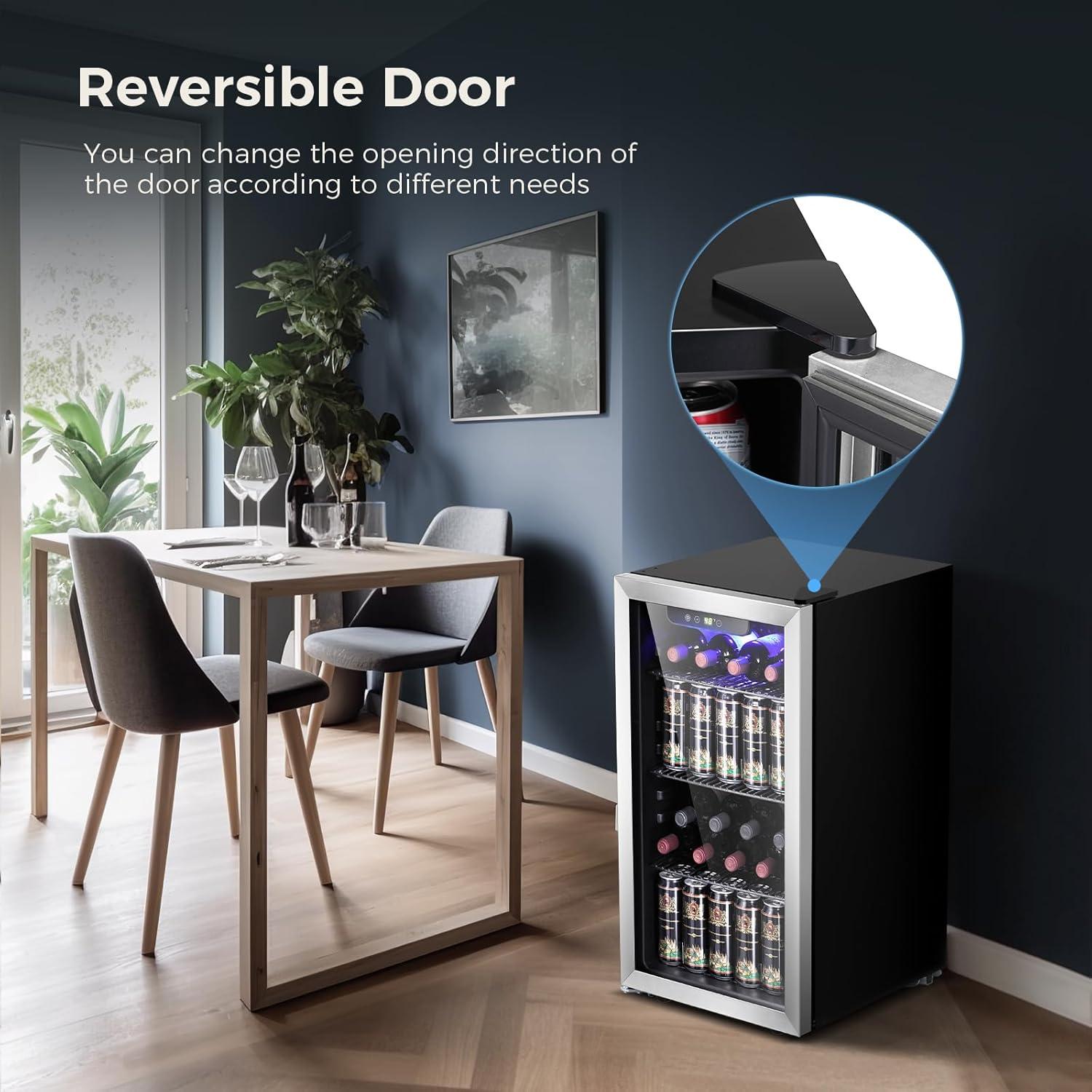 imageKismile 13 Cuft Beverage Refrigerator and Cooler12 Bottle 48 Can Mini Fridge Glass Door Digital Temperature Display for Soda Beer or Wine Small Drink Dispenser Cooler for Home Office BarSilver
