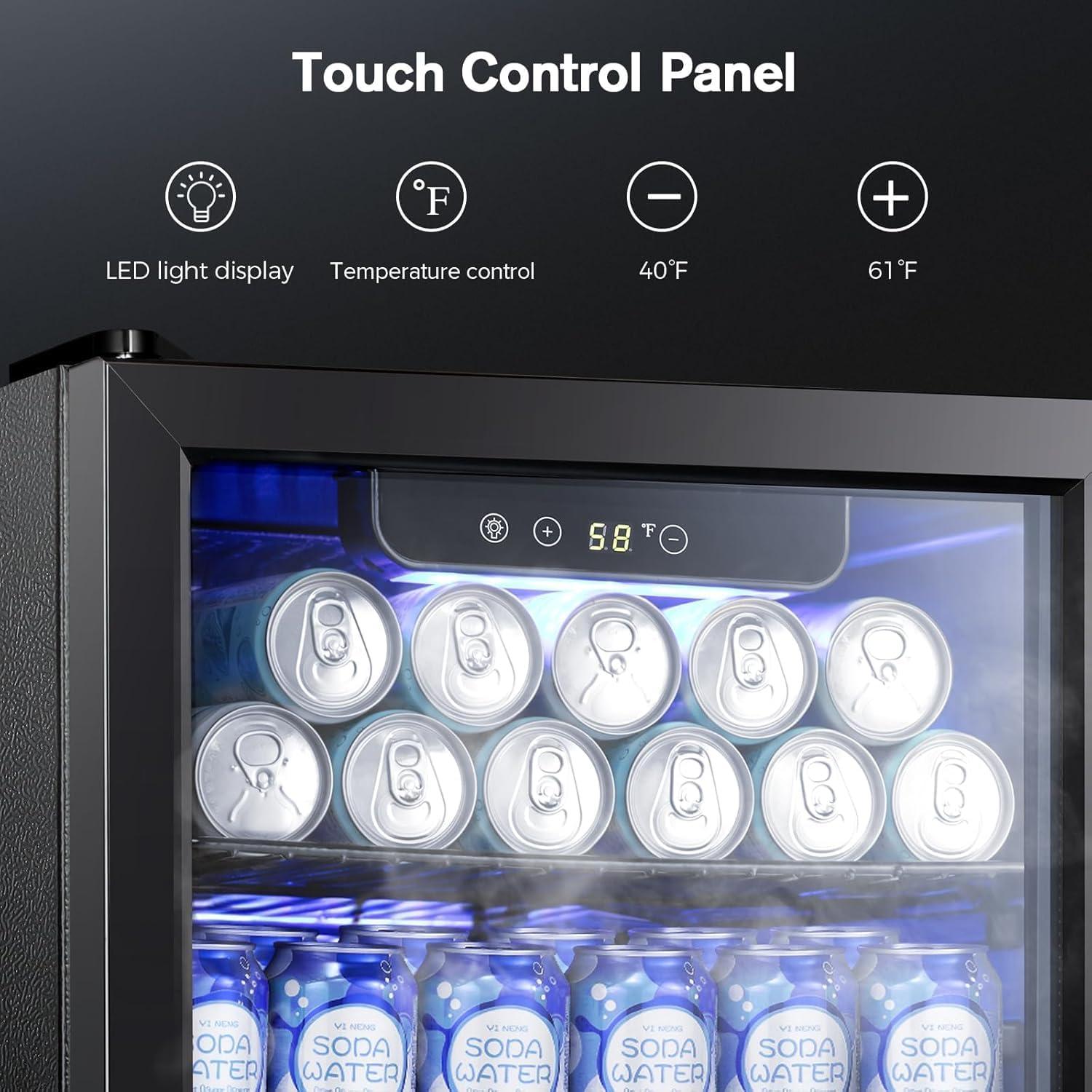 imageKismile 13 Cuft Beverage Refrigerator and Cooler12 Bottle 48 Can Mini Fridge Glass Door Digital Temperature Display for Soda Beer or Wine Small Drink Dispenser Cooler for Home Office BarTransparent