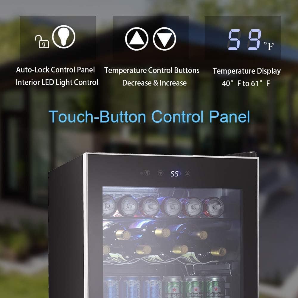imageKismile 13 Cuft Beverage Refrigerator and Cooler12 Bottle 48 Can Mini Fridge Glass Door Digital Temperature Display for Soda Beer or Wine Small Drink Dispenser Cooler for Home Office BarTransparent