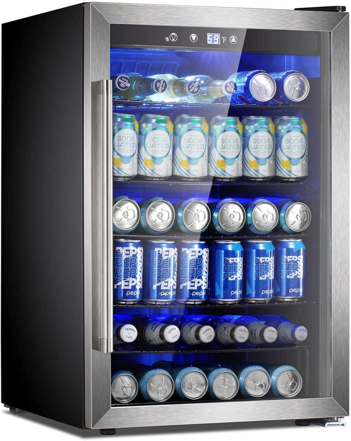 imageKismile 13 Cuft Beverage Refrigerator and Cooler12 Bottle 48 Can Mini Fridge Glass Door Digital Temperature Display for Soda Beer or Wine Small Drink Dispenser Cooler for Home Office BarSilver