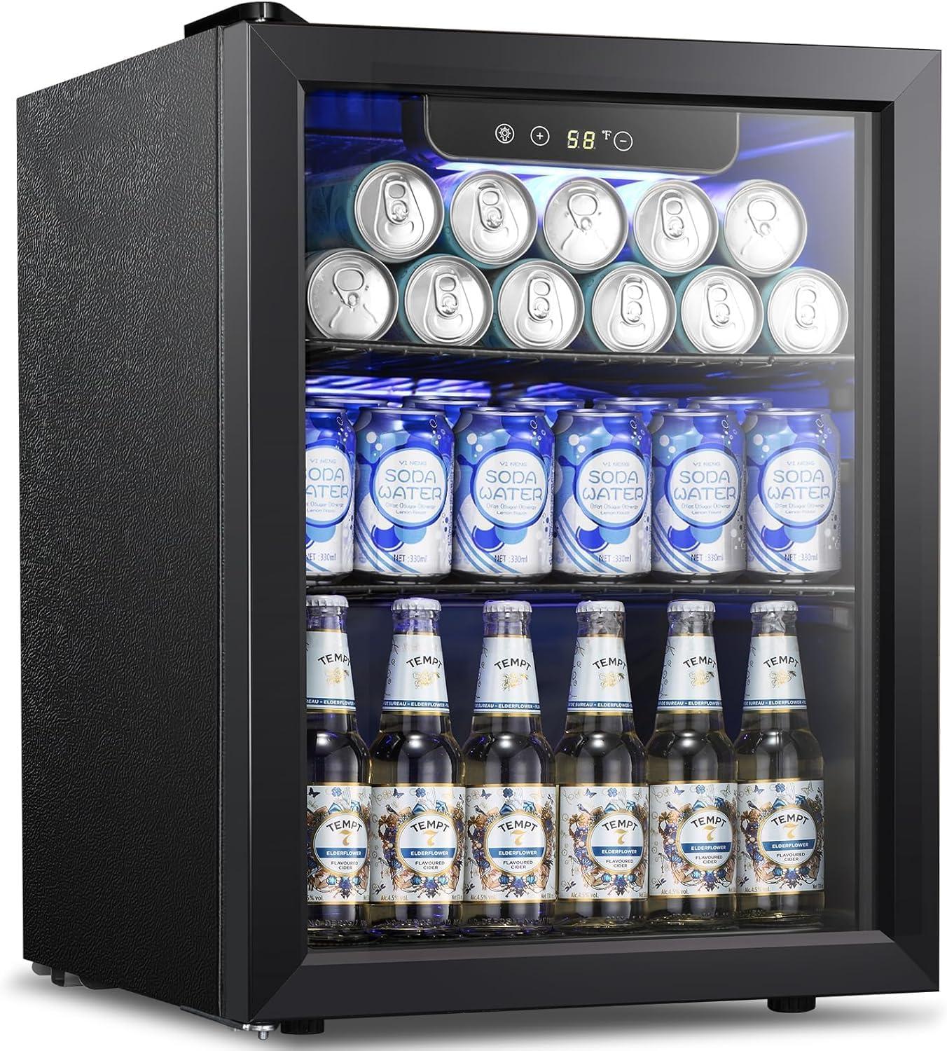 imageKismile 13 Cuft Beverage Refrigerator and Cooler12 Bottle 48 Can Mini Fridge Glass Door Digital Temperature Display for Soda Beer or Wine Small Drink Dispenser Cooler for Home Office BarTransparent